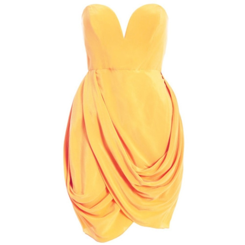Zimmermann $320 Silk Strapless Drape Dress Mustard